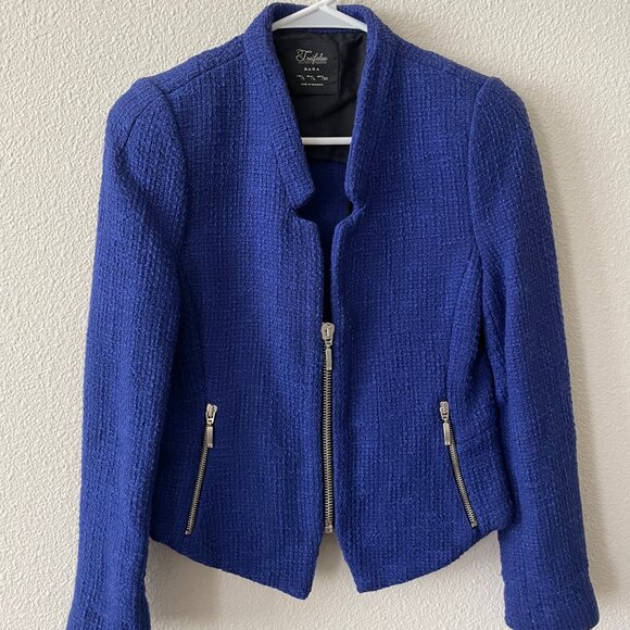 Zara Women Royal Blue Blazer Winter Party Jacket - Picture 1 of 4
